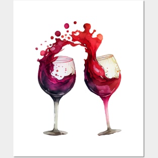 Red wine glasses Posters and Art